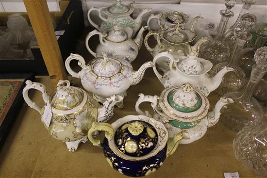 9 Victorian tea pots